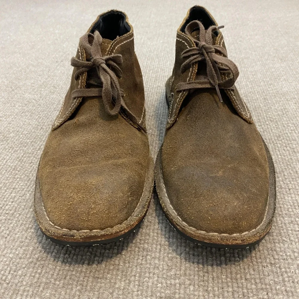 John Varvatos Boots Mens Size 11 M Brown Suede Chukka Ankle Lined Slip Resistant